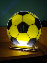 Φορτώστε την φωτογραφία στην συλλογή που προβάλλεται , Χειροποίητη Πασχαλινή Λαμπάδα με φωτιστικό μπάλα ποδοσφαίρου κίτρινη
